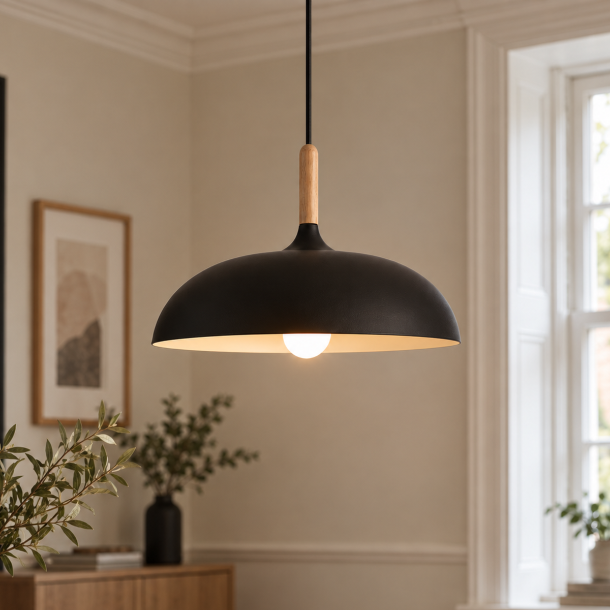 Minimalist Wood Aluminium Pendant Light