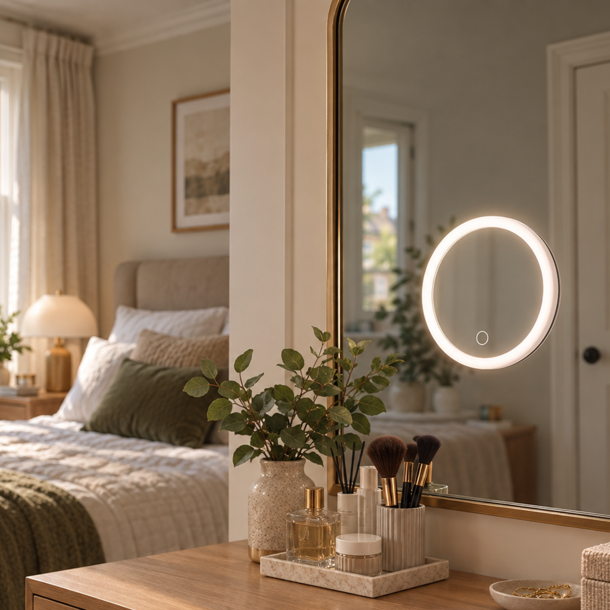 Round LED Mirror with Suction Cups