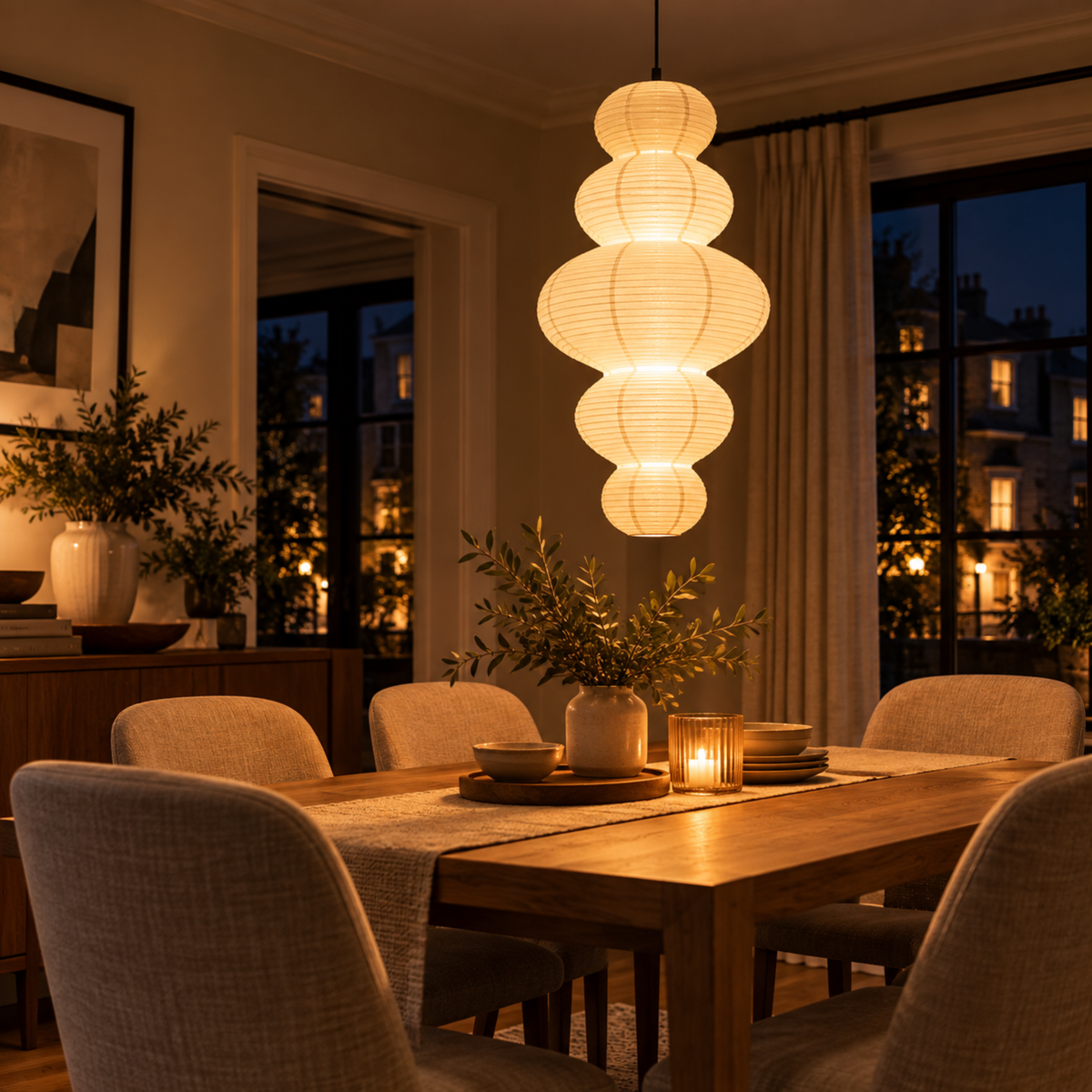 Layered Rice Paper Pendant Light
