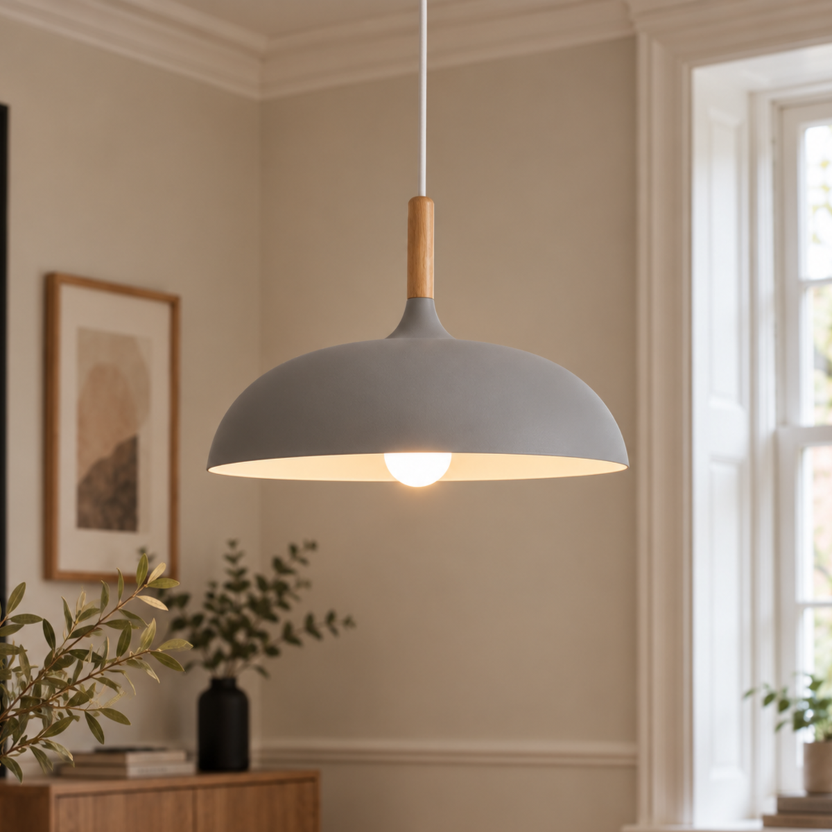 Minimalist Wood Aluminium Pendant Light