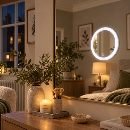 Round LED Mirror with Suction Cups