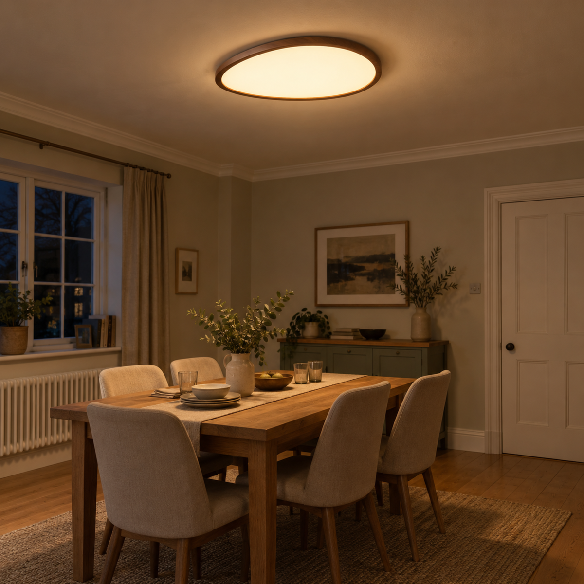 Ultra Thin Wood Look LED Ceiling Light