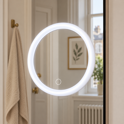 Round LED Mirror with Suction Cups