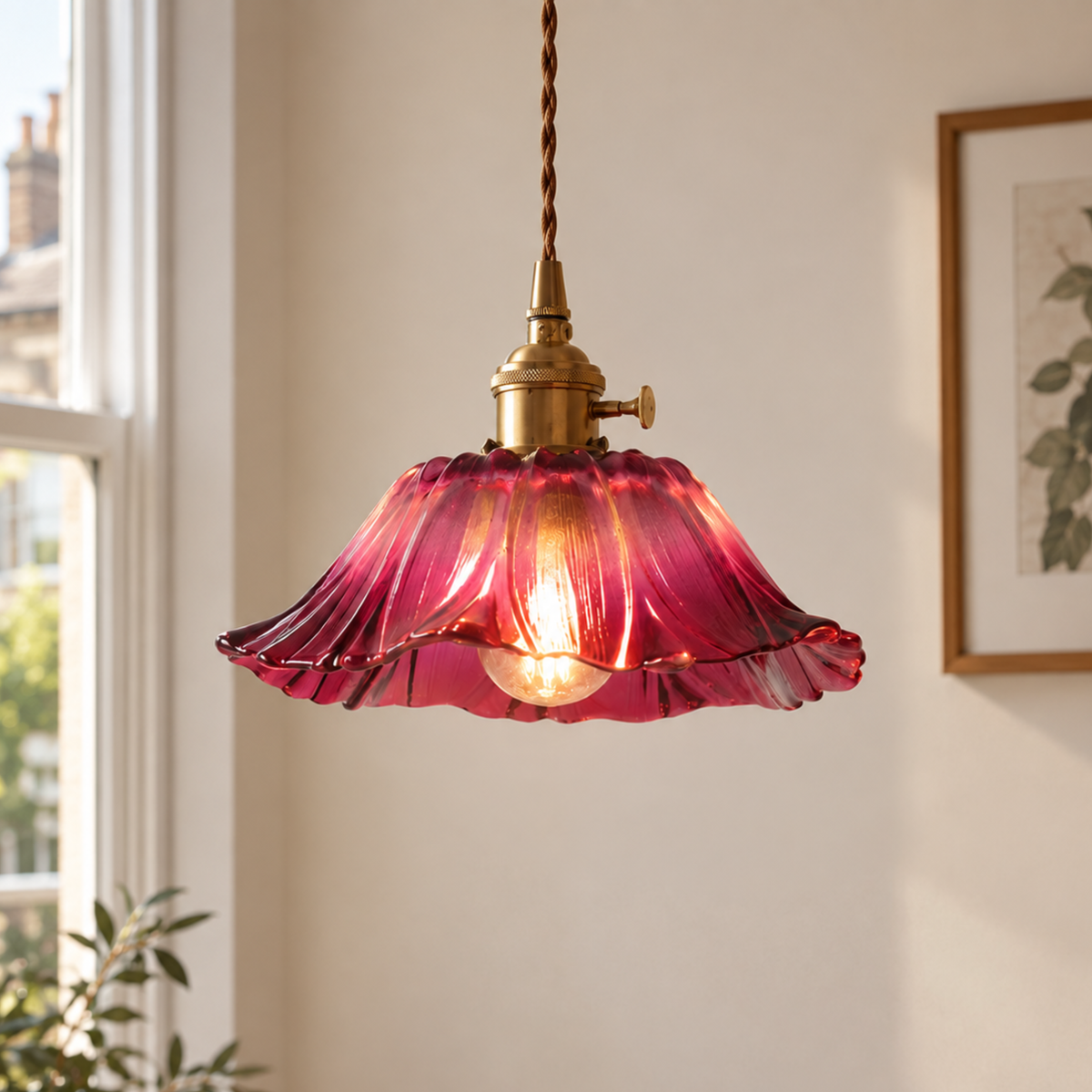 Modern Glass Flower Pendant Light