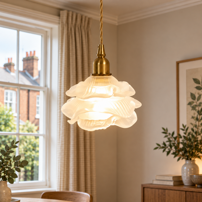 French Copper Glass Pendant Light