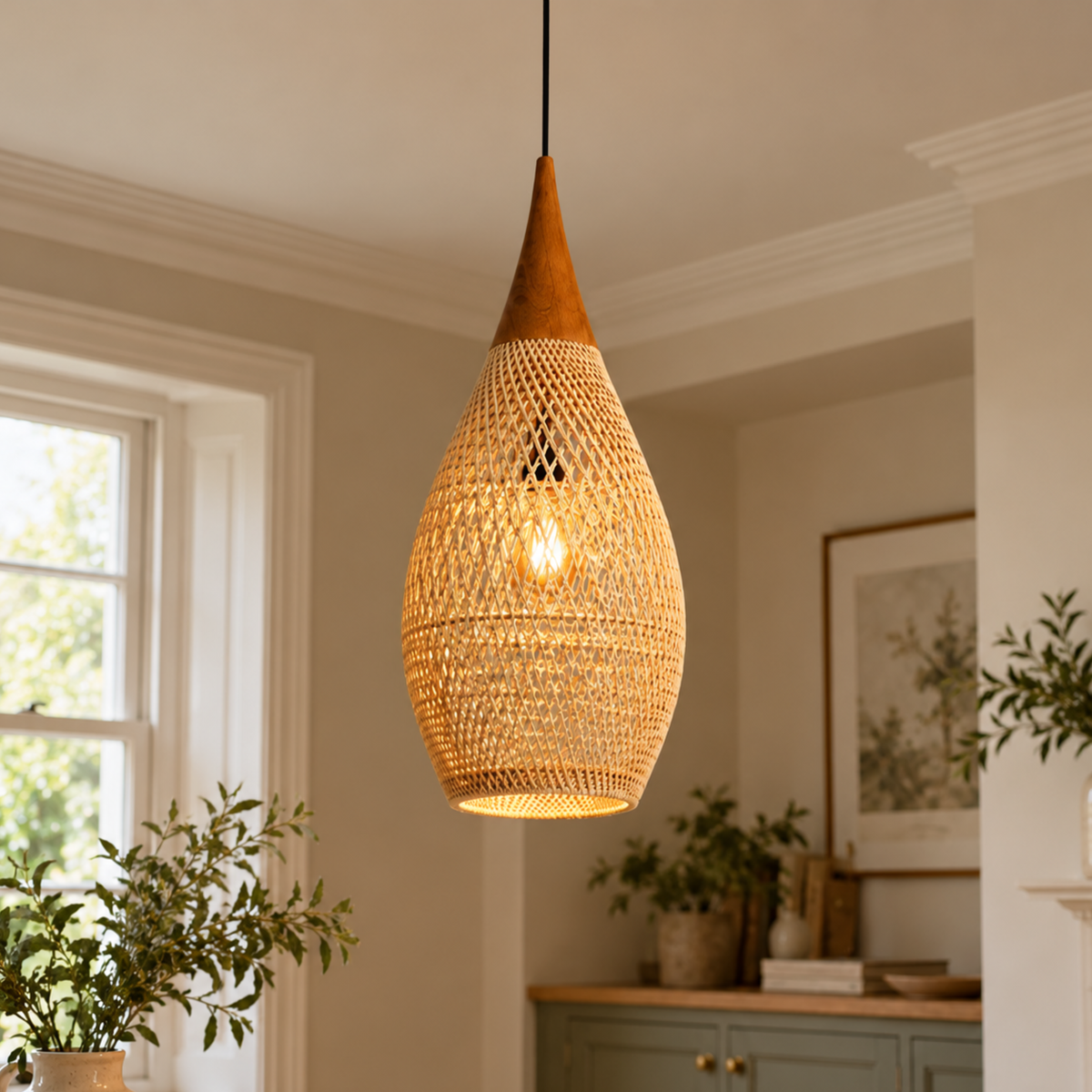 Vintage Rattan Ceiling Light
