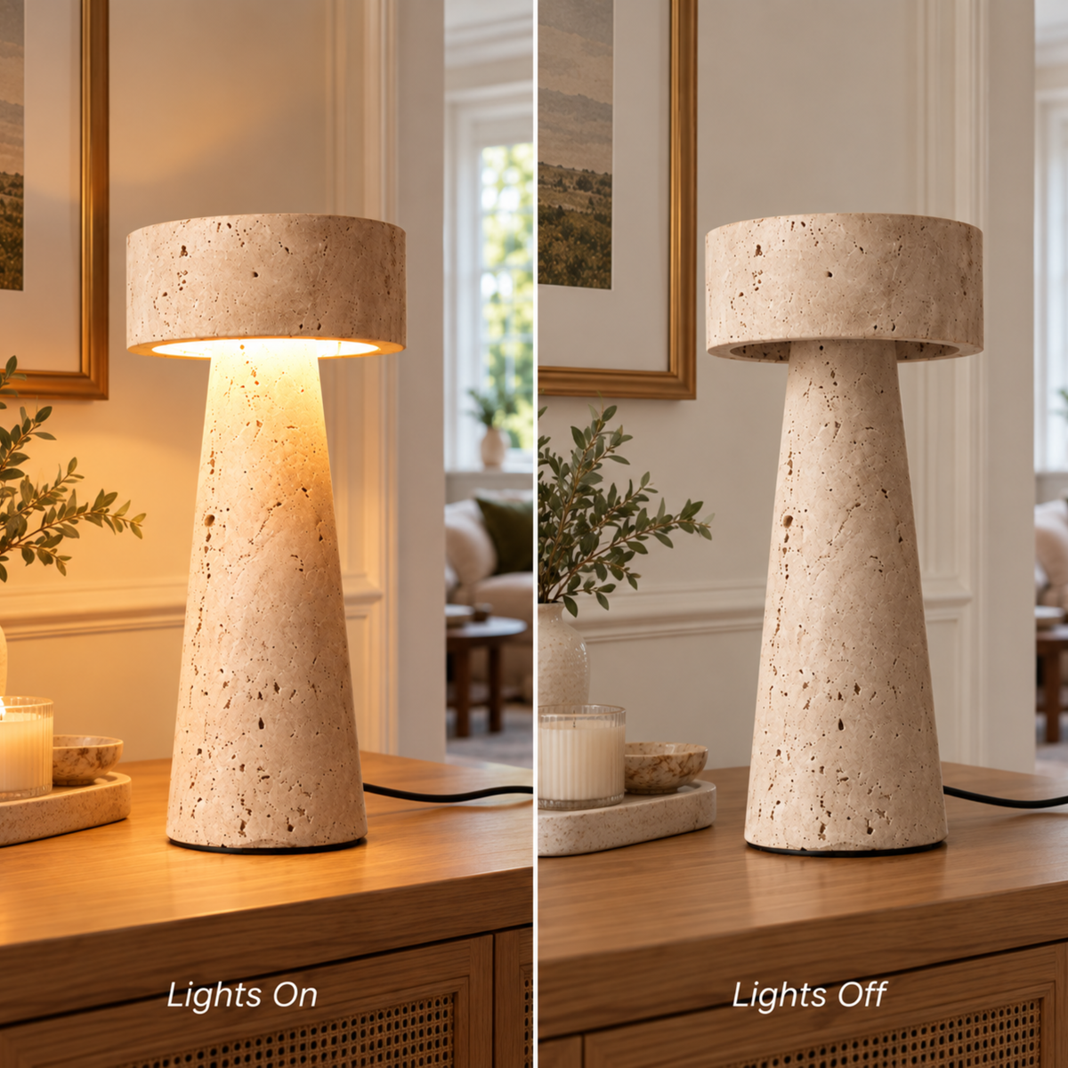Modern Travertine LED Table Lamp