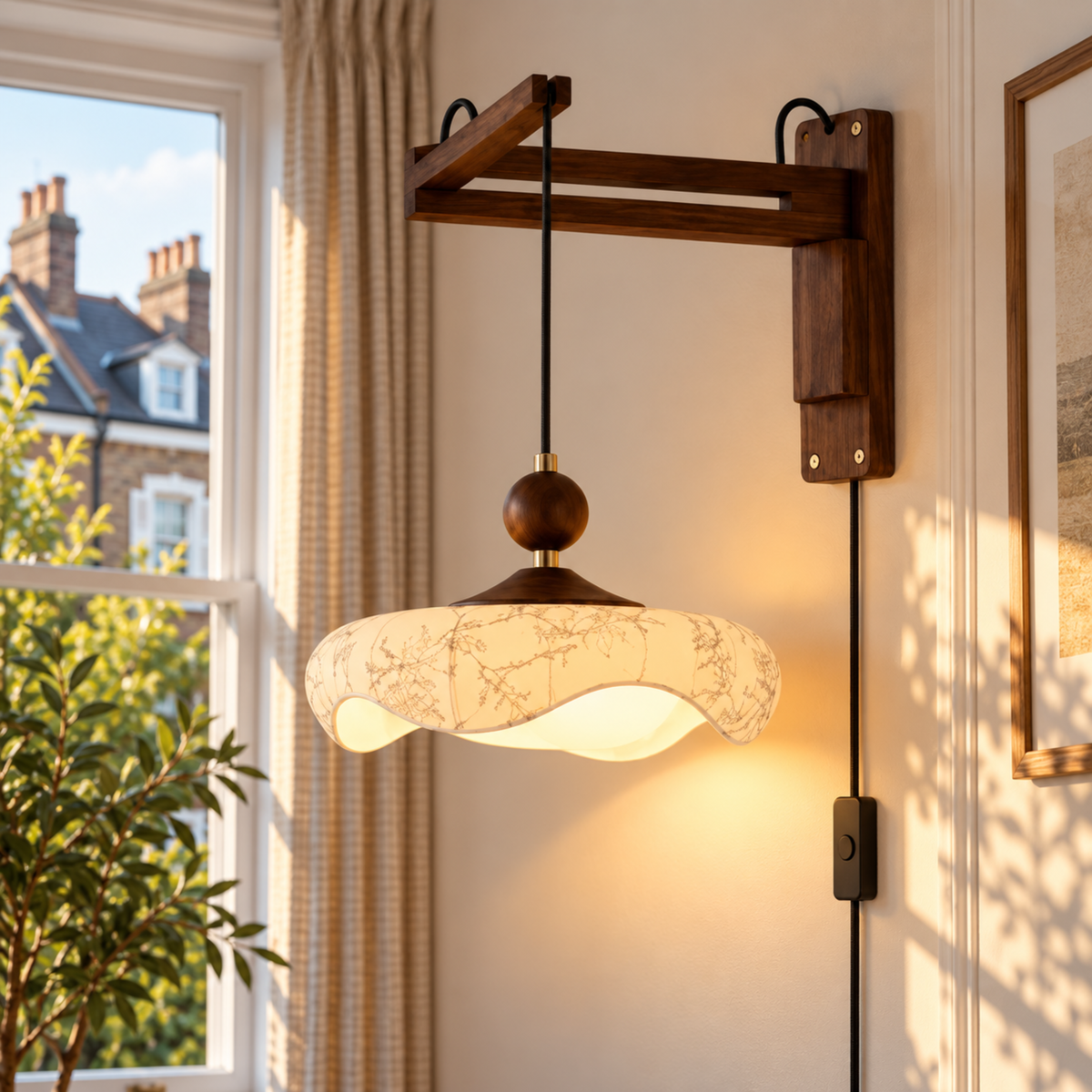 Retro LED Wall Light with Fabric Shade