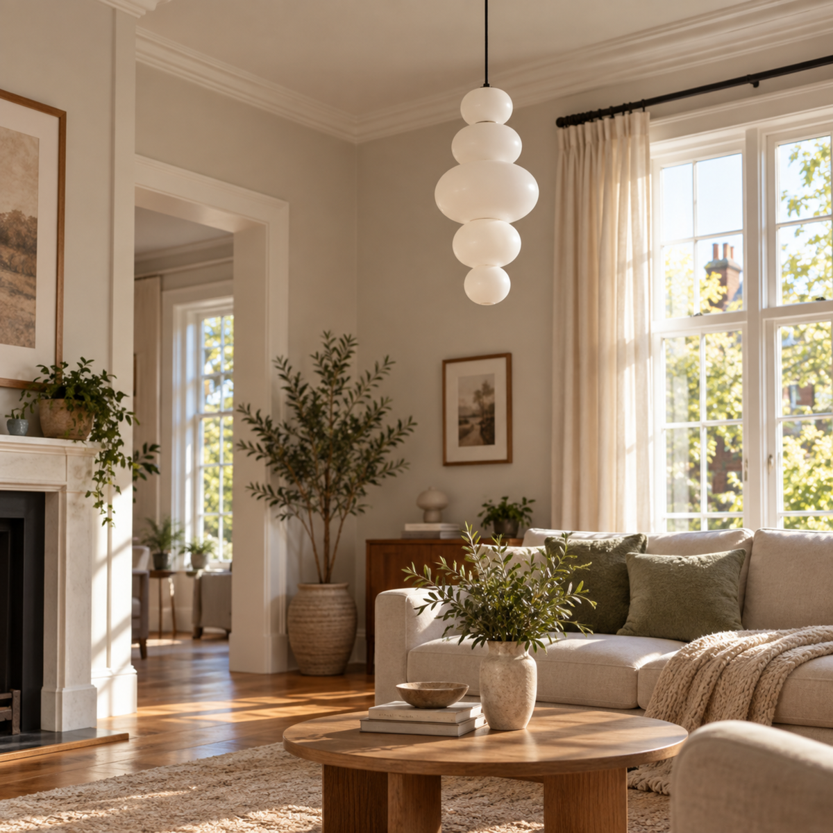 Layered Rice Paper Pendant Light