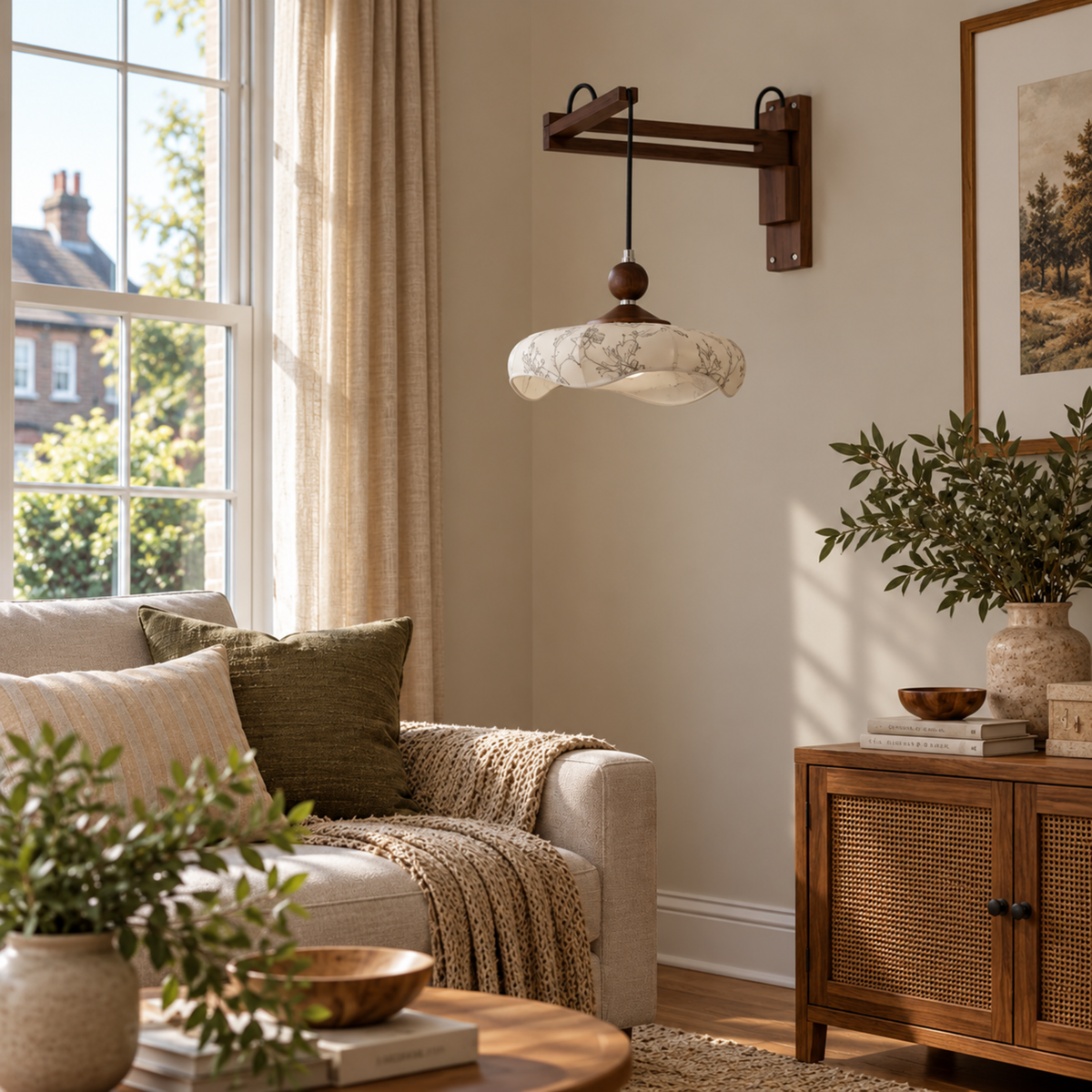 Retro LED Wall Light with Fabric Shade