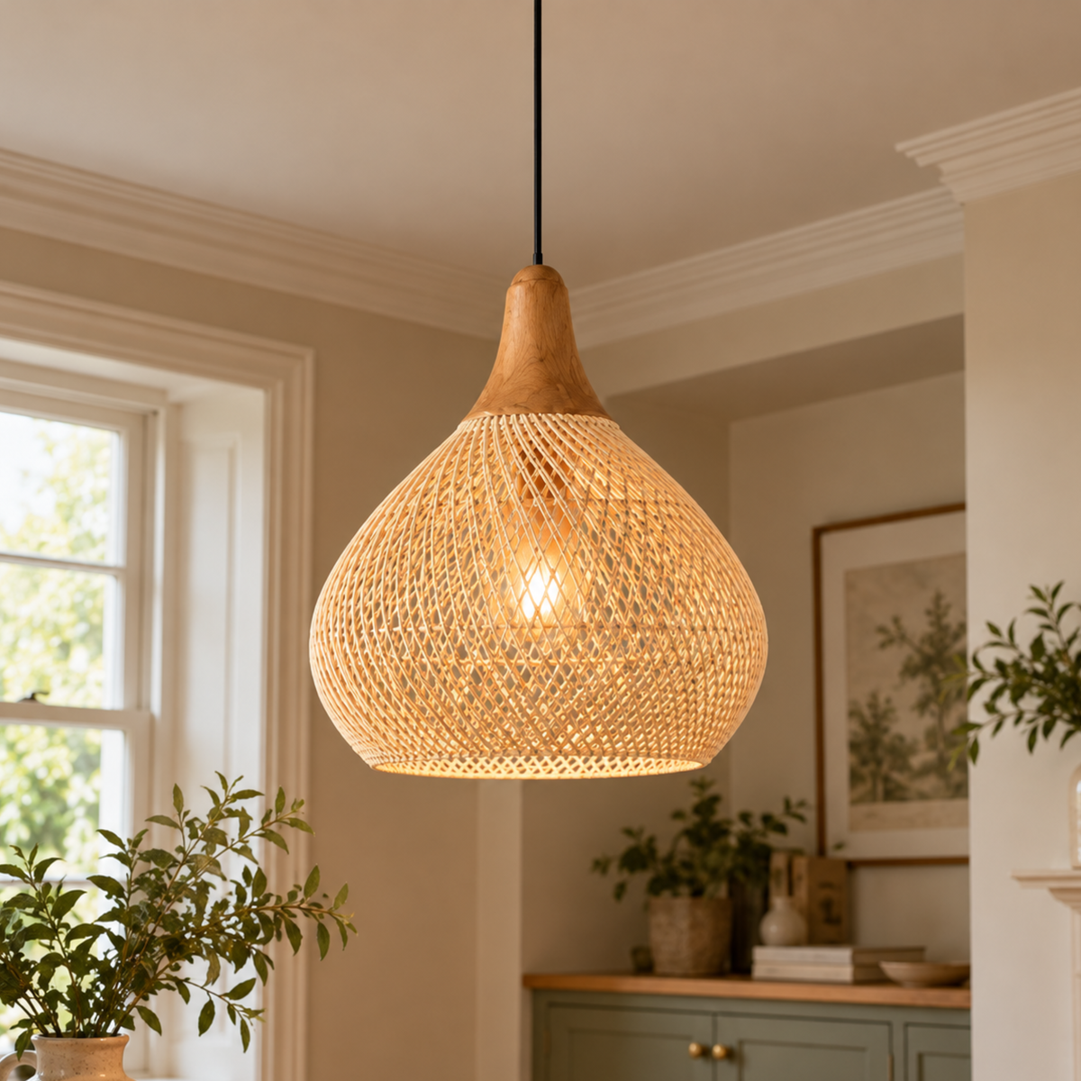 Vintage Rattan Ceiling Light