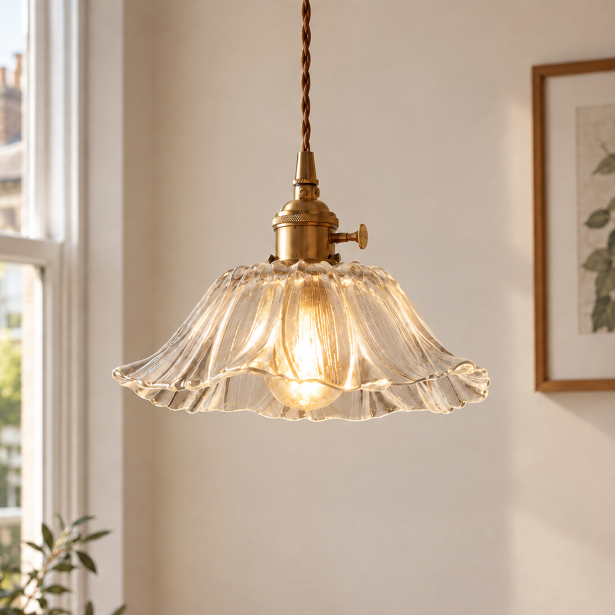 Modern Glass Flower Pendant Light