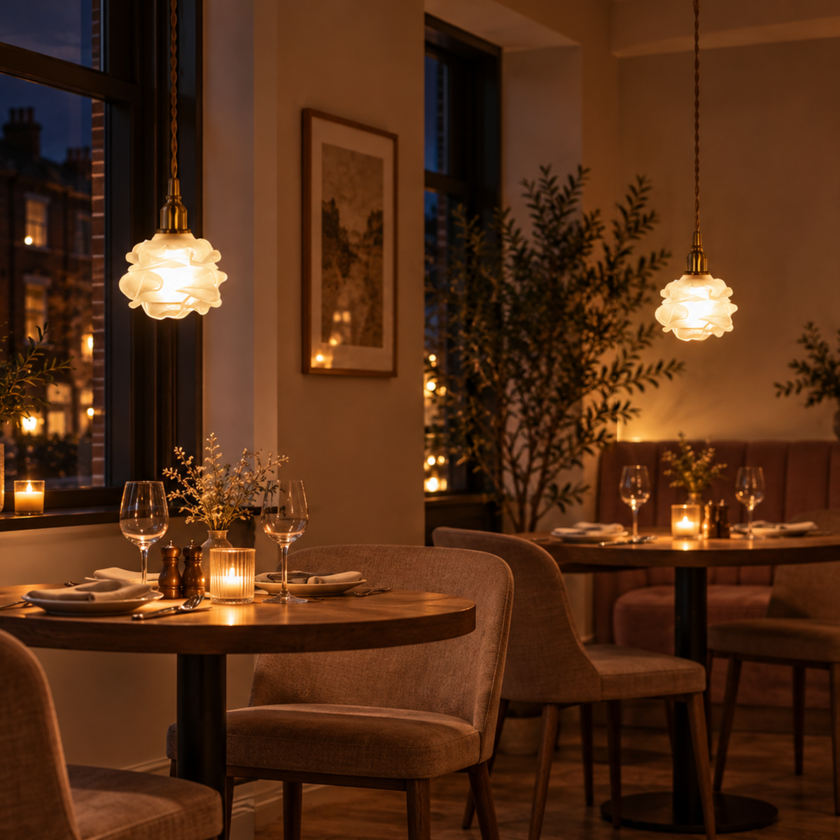French Copper Glass Pendant Light