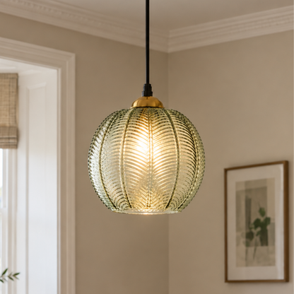 Glass Leaf Pattern Pendant Light