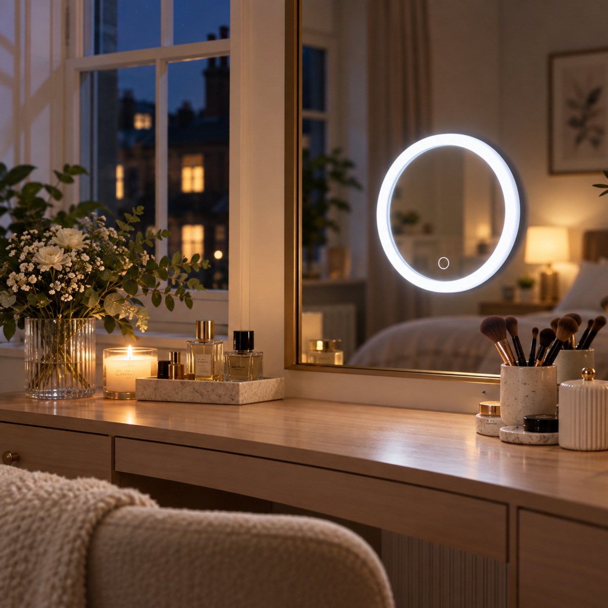 Round LED Mirror with Suction Cups