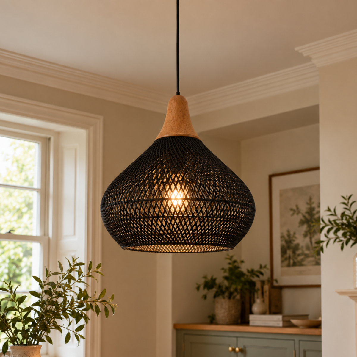 Vintage Rattan Ceiling Light