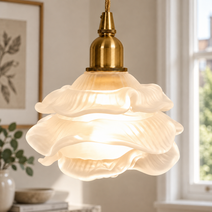 French Copper Glass Pendant Light