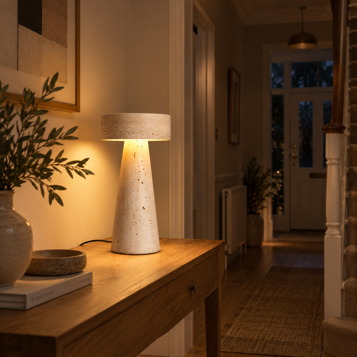 Modern Travertine LED Table Lamp