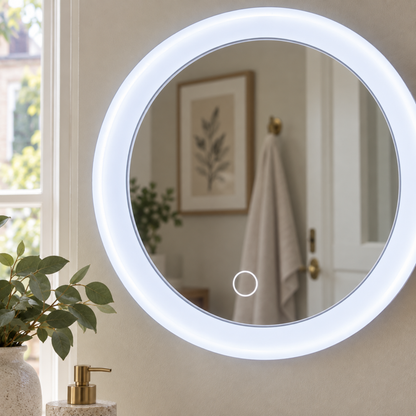 Round LED Mirror with Suction Cups