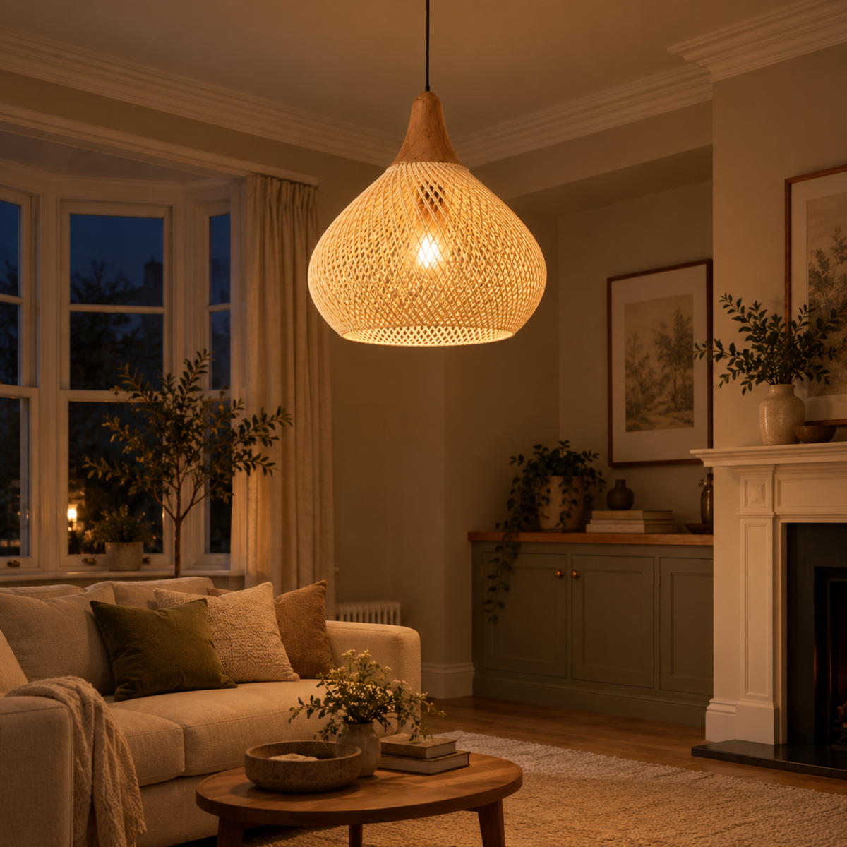 Vintage Rattan Ceiling Light