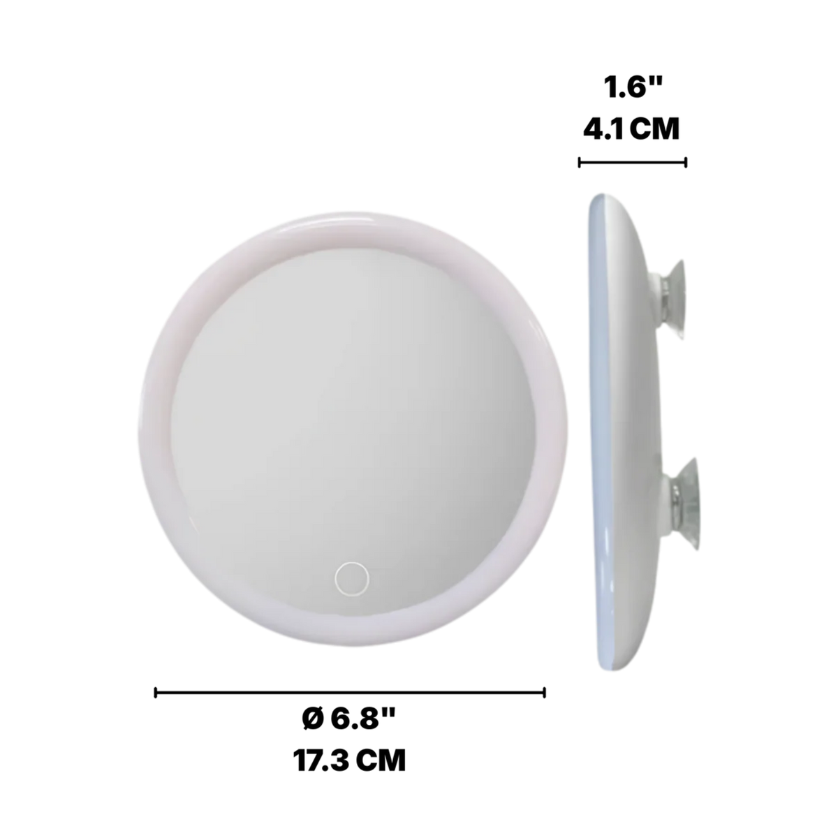 Round LED Mirror with Suction Cups