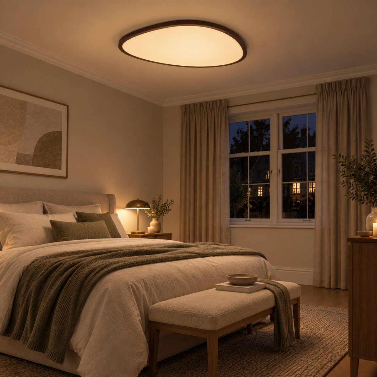 Ultra Thin Wood Look LED Ceiling Light