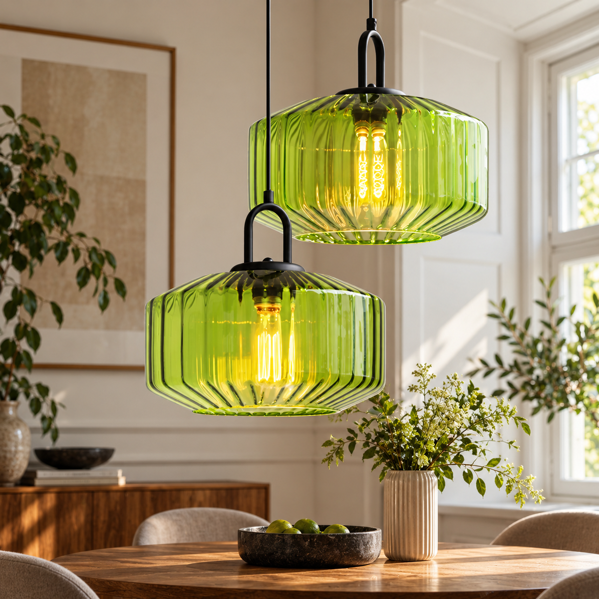 Vintage Ribbed Glass Pendant Light – Reva Lights
