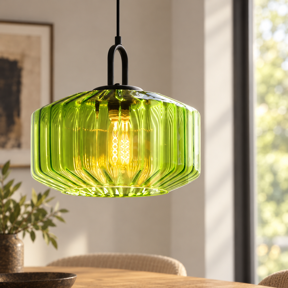 Vintage Ribbed Glass Pendant Light – Reva Lights