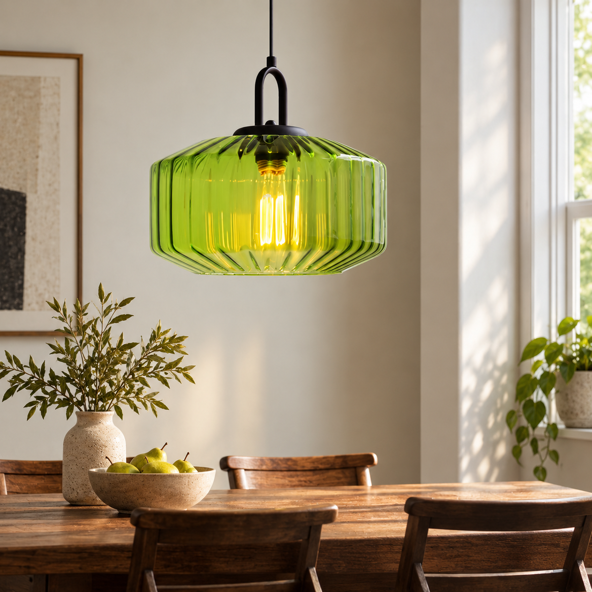 Vintage Ribbed Glass Pendant Light – Reva Lights